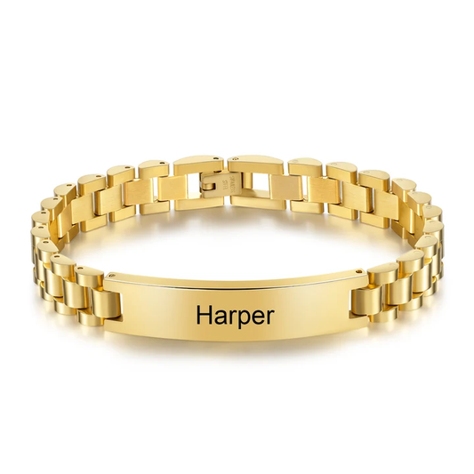 PERSONALIZED MEN'S BRACELET GOLD PLATED EXCLUSIVE