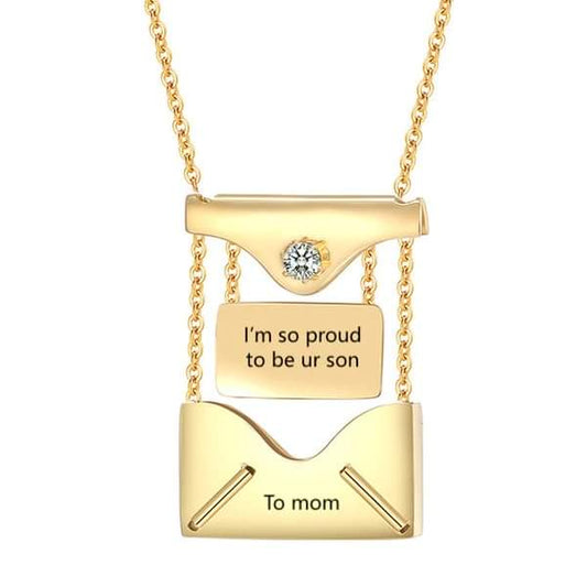 PERSONALIZED ENVELOPE CUSTOM NECKLACE GOLD PLATED