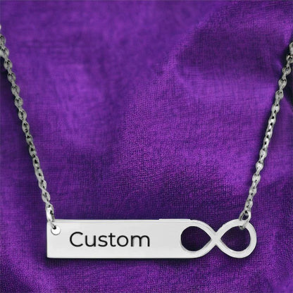 PERSONALIZED INFINITY NECKLACE SILVER PLATED NECKLACE