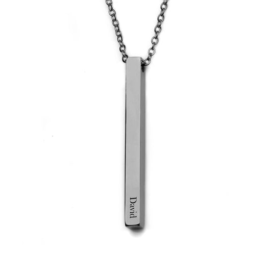 PERSONALIZED 4 SIDE VERTICAL NECKLACE SILVER PLATED
