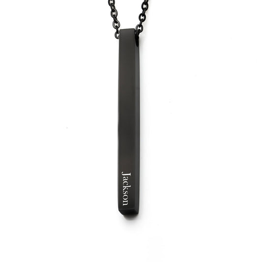 PERSONALIZED 4 SIDE VERTICAL NECKLACE BLACK PLATED