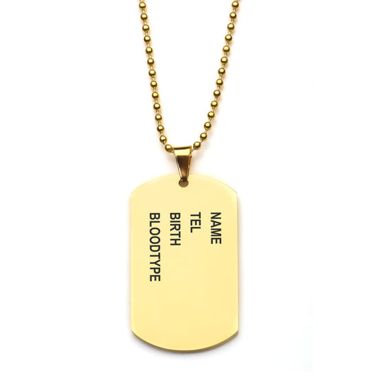 PERSONALIZED DOG TAG GOLD PLATED WITH BALL CHAIN