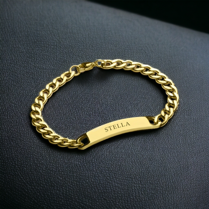 PERSONALIZED WOMEN'S ID BRACELET GOLD PLATED