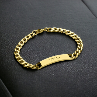 PERSONALIZED WOMEN'S ID BRACELET GOLD PLATED