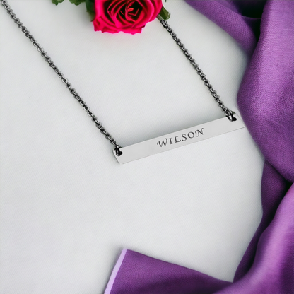 PERSONALIZED HORIZONTAL NECKLACE SILVER PLATED