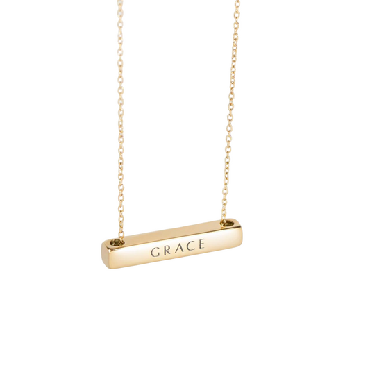 PERSONALIZED HORIZONTAL BAR NECKLACE GOLD PLATED