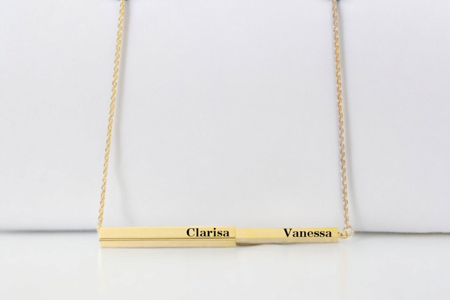 PERSONALIZED HIDDEN BAR  NECKLACE GOLD PLATED