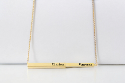 PERSONALIZED HIDDEN BAR  NECKLACE GOLD PLATED