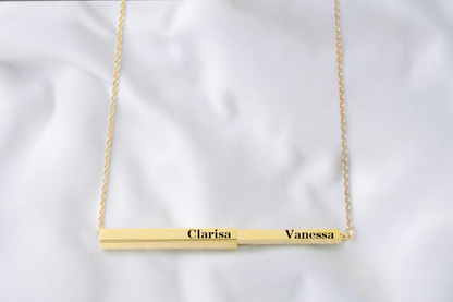 PERSONALIZED HIDDEN BAR  NECKLACE GOLD PLATED