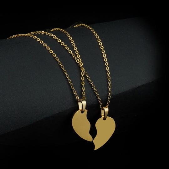 PERSONALIZED SPLIT HEART DIAGONAL NECKLACE GOLD PLATED