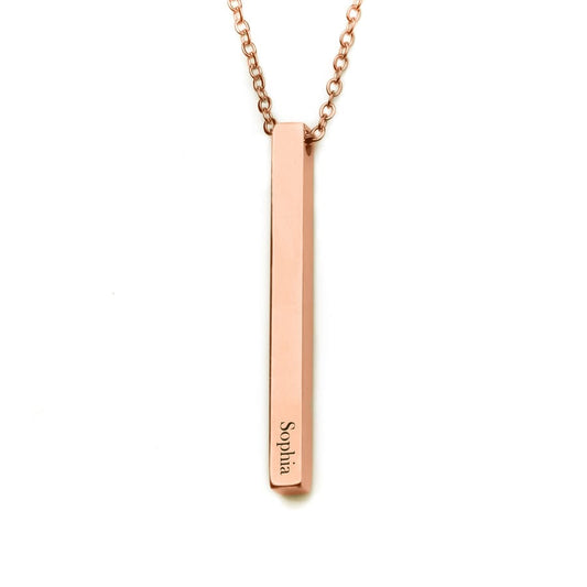 PERSONALIZED 4 SIDE VERTICAL NECKLACE ROSE GOLD PLATED