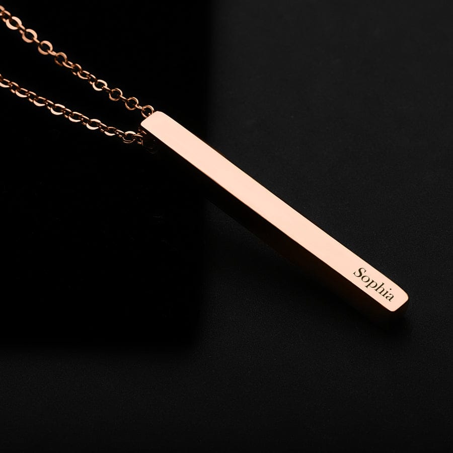 PERSONALIZED 4 SIDE VERTICAL NECKLACE ROSE GOLD PLATED