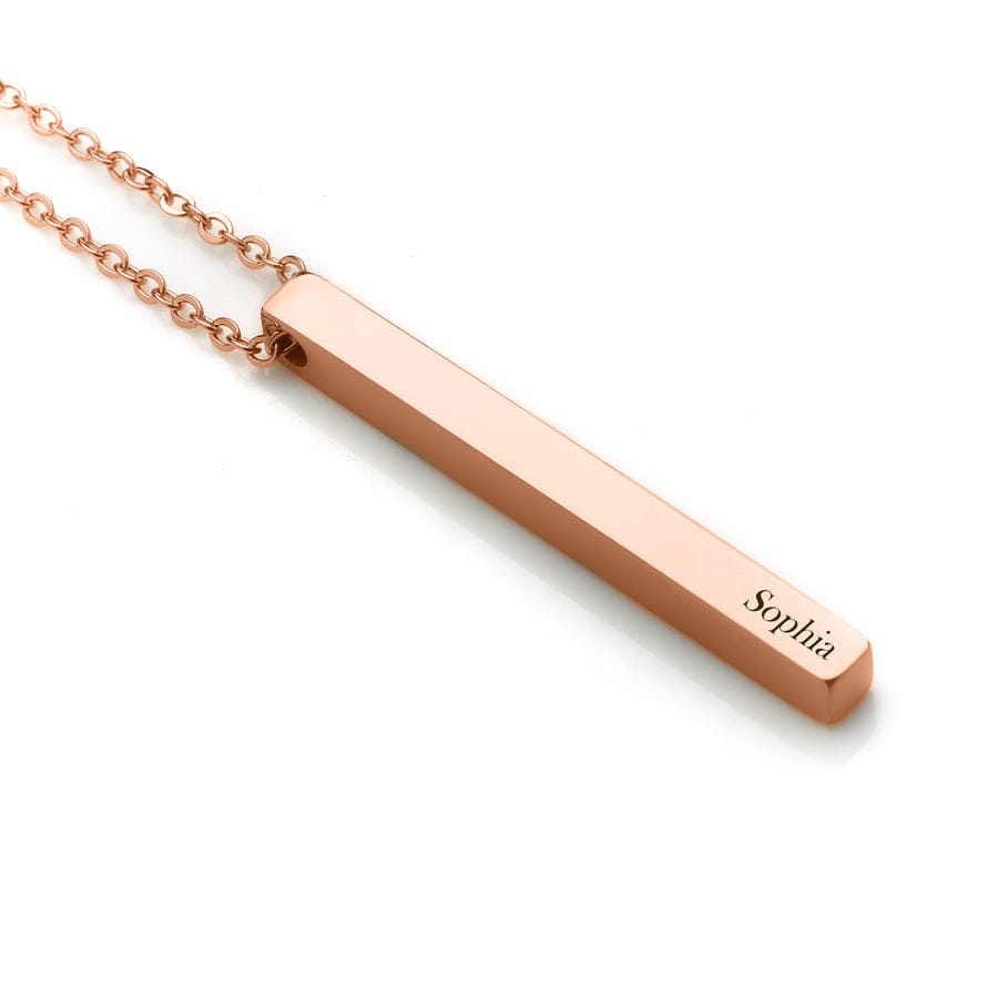 PERSONALIZED 4 SIDE VERTICAL NECKLACE ROSE GOLD PLATED