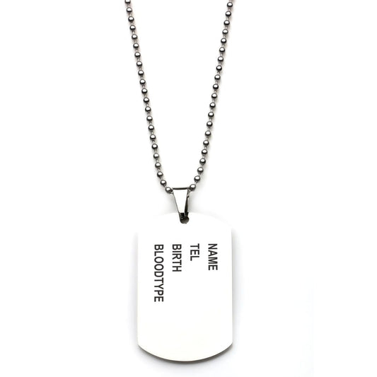 PERSONALIZED DOG TAG SILVER PLATED WITH BALL CHAIN
