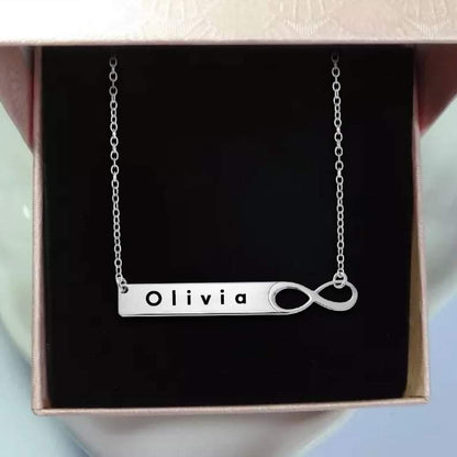 PERSONALIZED INFINITY NECKLACE SILVER PLATED NECKLACE