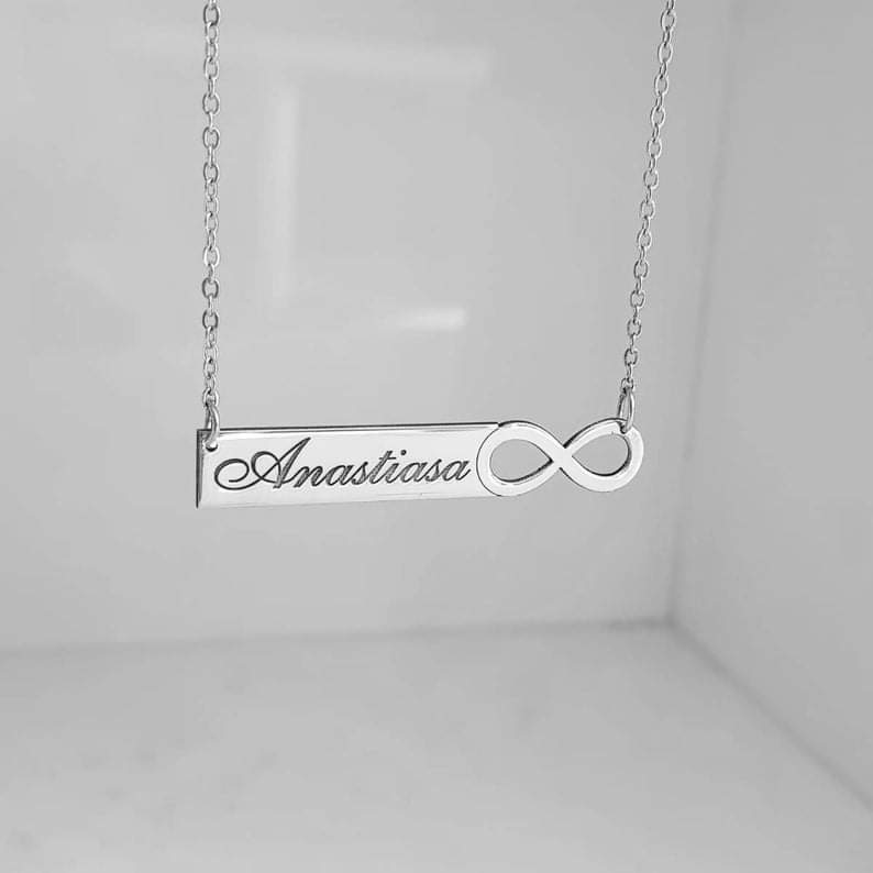 PERSONALIZED INFINITY NECKLACE SILVER PLATED NECKLACE