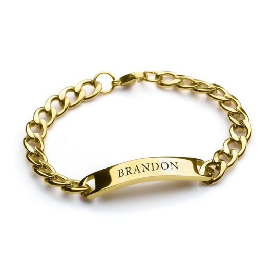PERSONALIZED MEN'S ID BRACELET GOLD PLATED