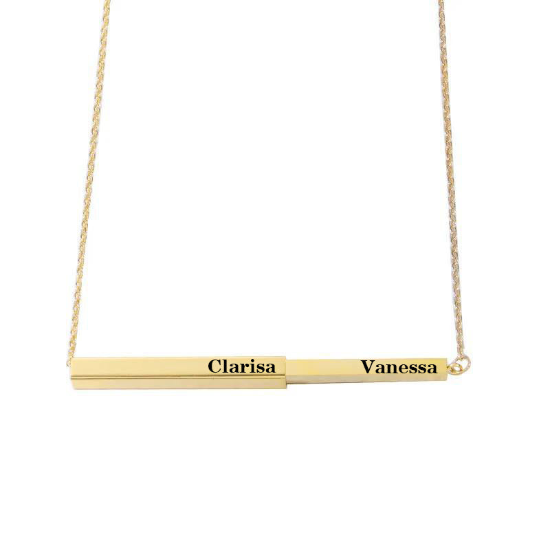 PERSONALIZED HIDDEN BAR  NECKLACE GOLD PLATED