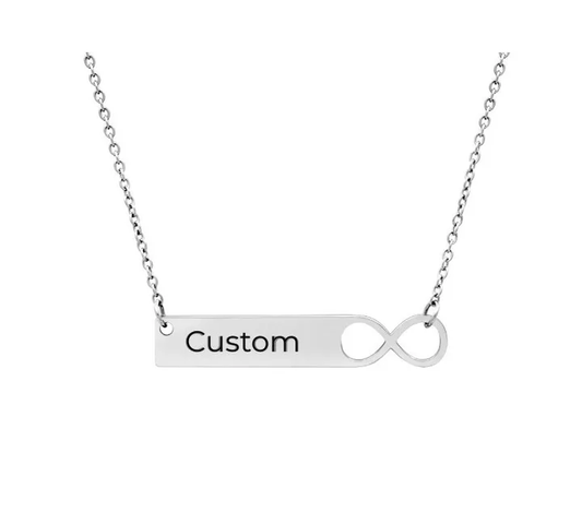 PERSONALIZED INFINITY NECKLACE SILVER PLATED NECKLACE