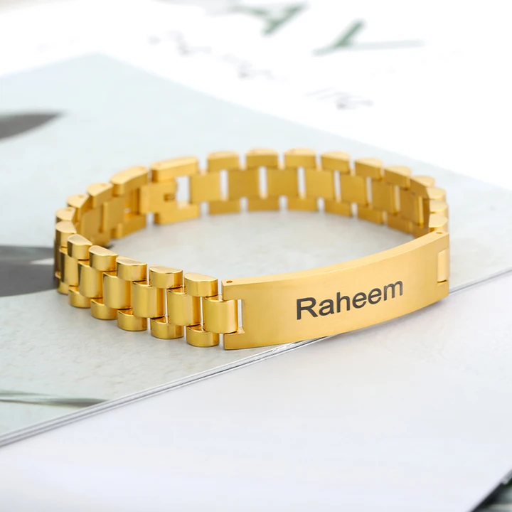 PERSONALIZED MEN'S BRACELET GOLD PLATED EXCLUSIVE