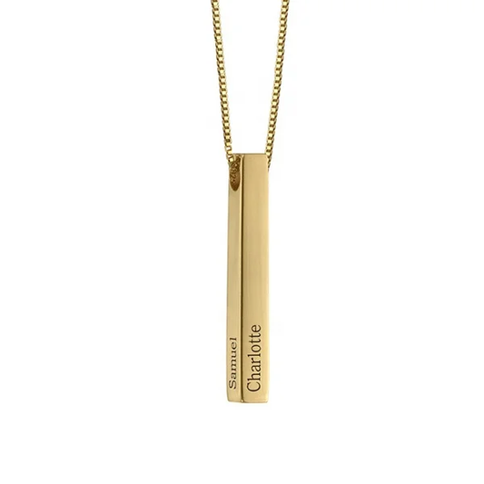 PERSONALIZED 4 SIDE VERTICAL NECKLACE GOLD PLATED